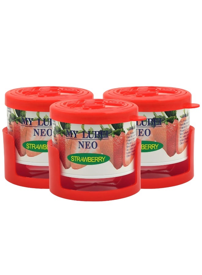 مجموعة مكونة من 3 قطع من معطر الجو ماي لوبي نيو برائحة الفراولة للسيارة والمنزل - يدوم طويلاً، غير سام، صديق للبيئة، مناسب لوضعه على لوحة القيادة وحامل الأكواب، برائحة الفراولة الحلوة، يدوم حتى 8 أسابيع. - Image 1